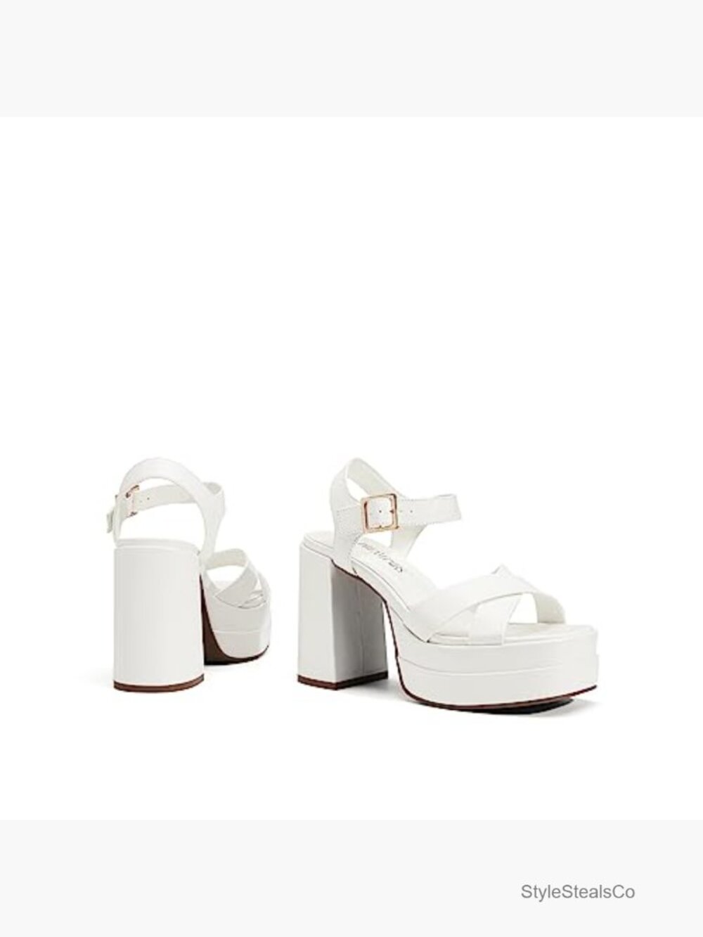 Platform Chunky Heels Square Open Toe Ankle Strap High Heeled Sandals Y2K Party - Picture 6 of 7